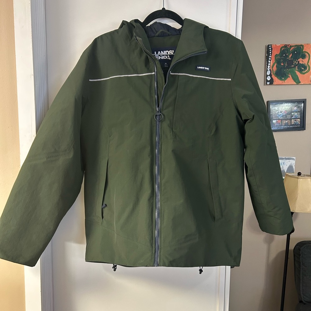 Lands End Men’s Winter Coat, medium, green